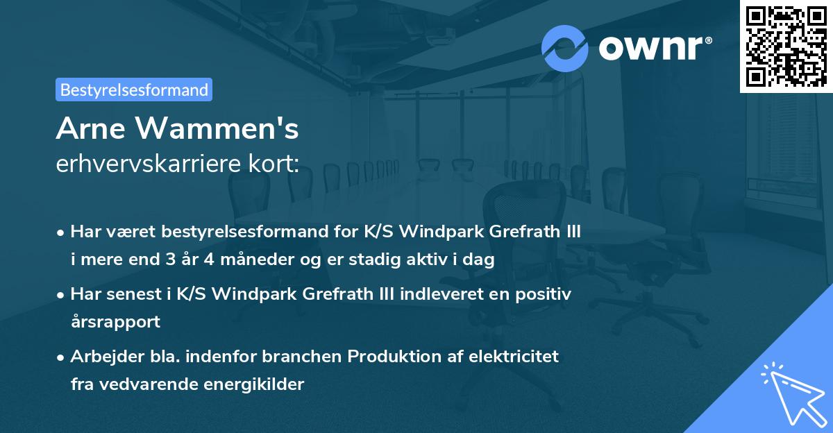 Arne Wammen's erhvervskarriere kort