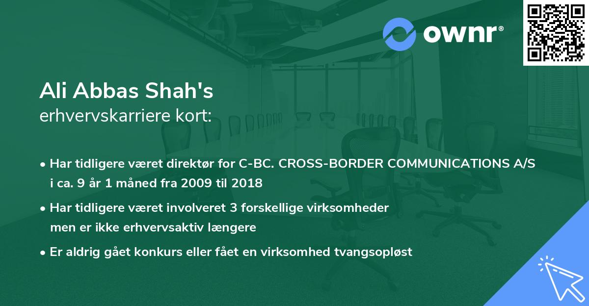 Ali Abbas Shah's erhvervskarriere kort