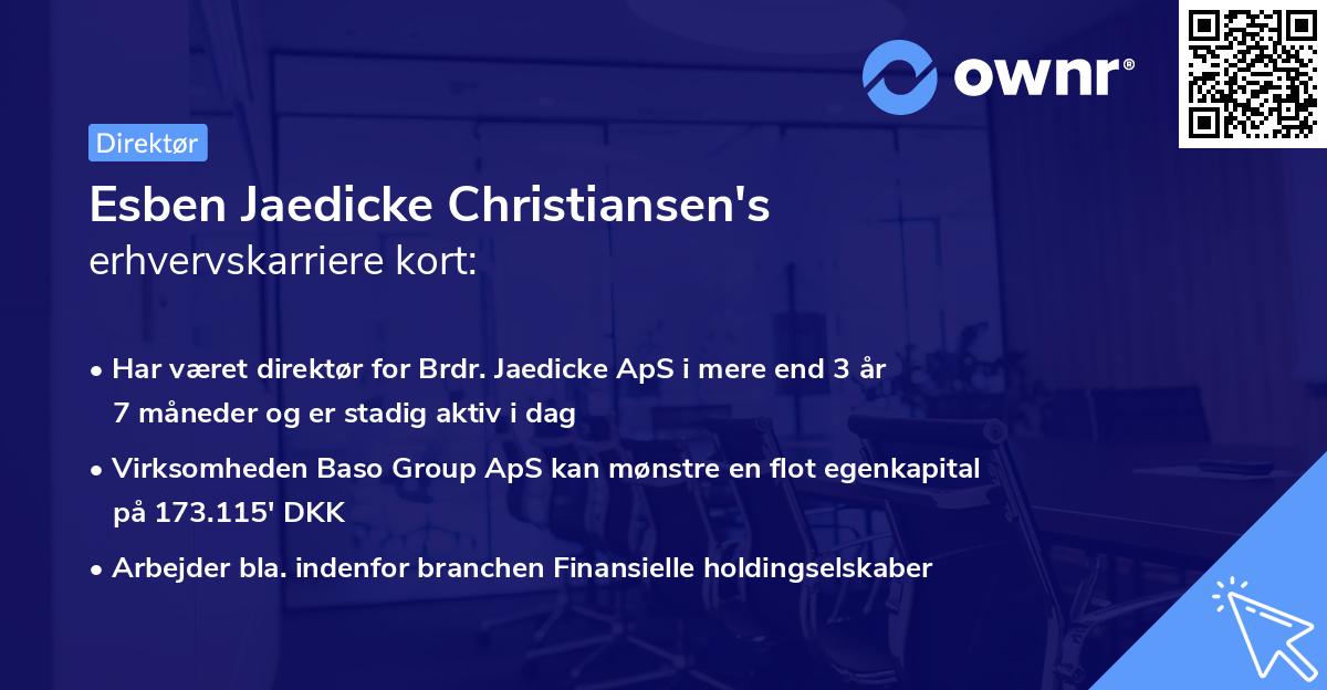Esben Jaedicke Christiansen's erhvervskarriere kort