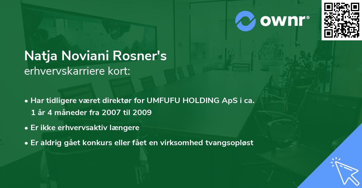 Natja Noviani Rosner's erhvervskarriere kort