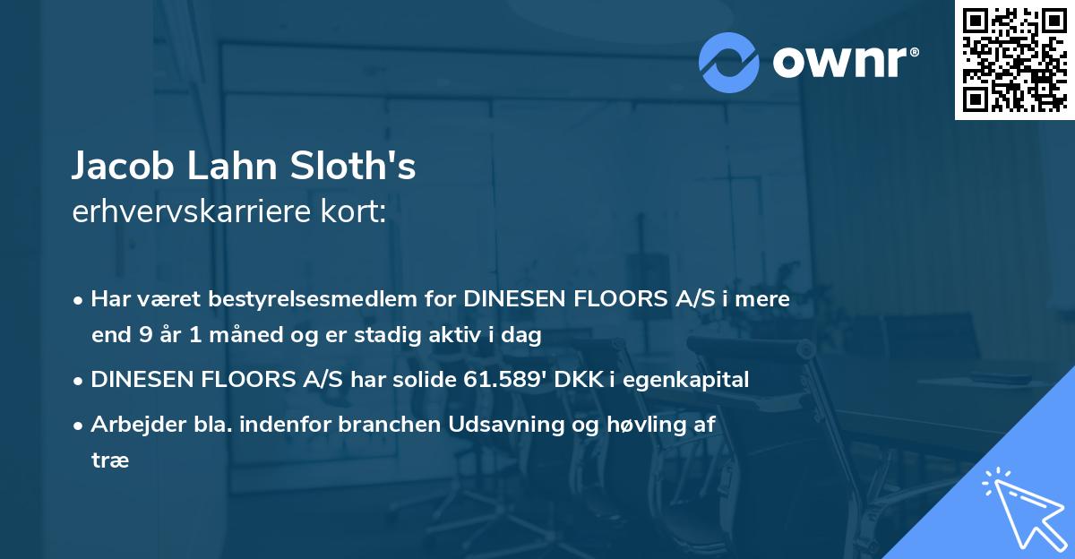 Jacob Lahn Sloth's erhvervskarriere kort