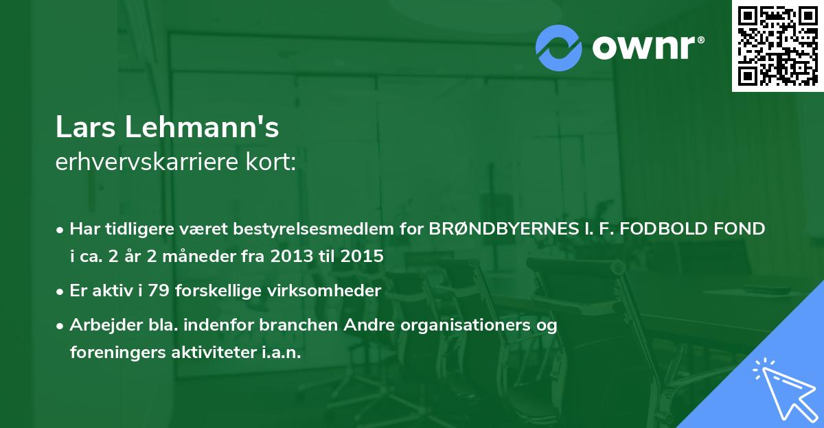 Lars Lehmann's erhvervskarriere kort