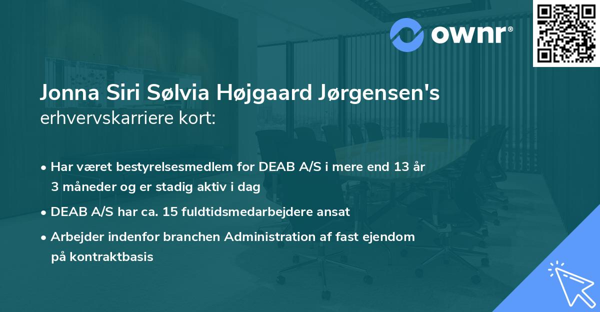 Jonna Siri Sølvia Højgaard Jørgensen's erhvervskarriere kort