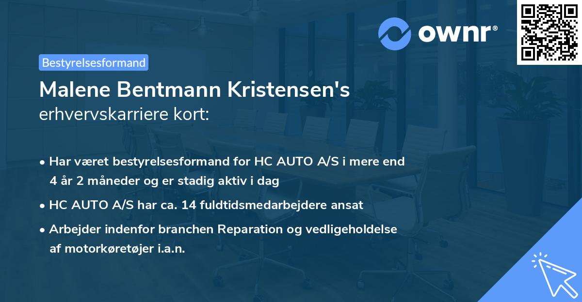 Malene Bentmann Kristensen's erhvervskarriere kort