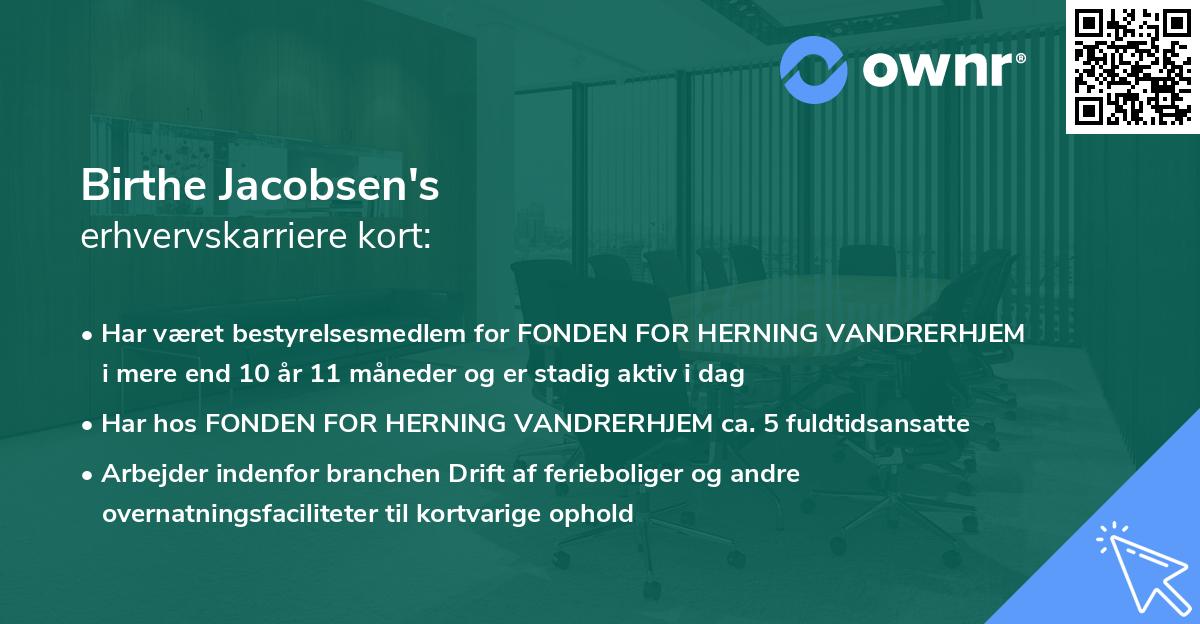 Birthe Jacobsen's erhvervskarriere kort