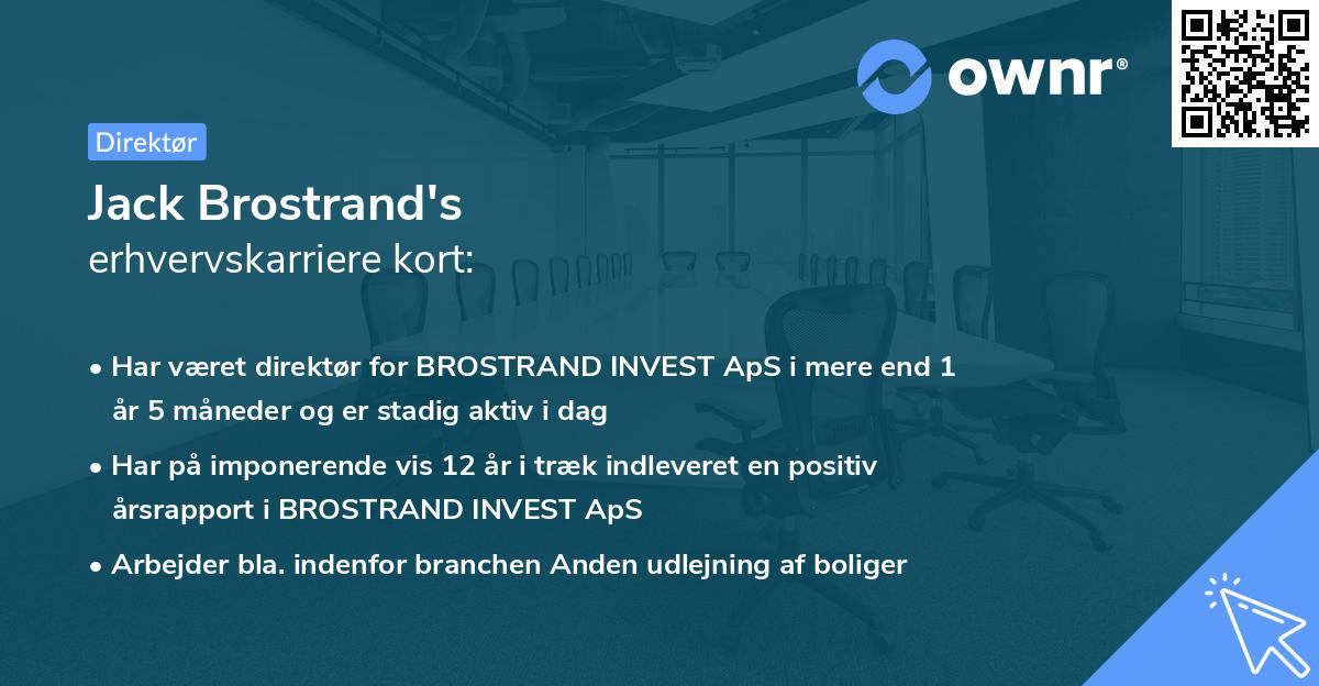 Jack Brostrand's erhvervskarriere kort