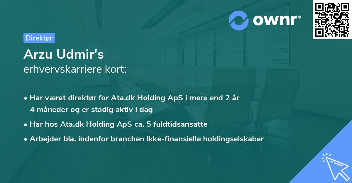 Arzu Udmir's erhvervskarriere kort
