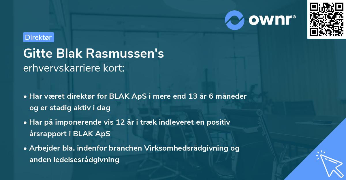 Gitte Blak Rasmussen's erhvervskarriere kort