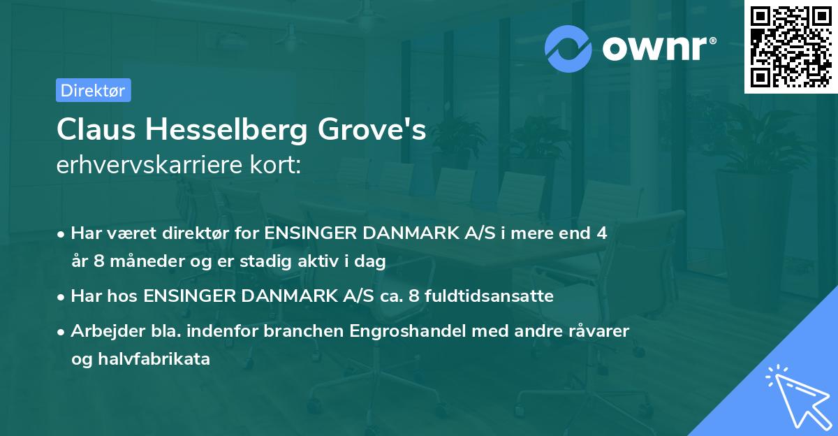 Claus Hesselberg Grove's erhvervskarriere kort