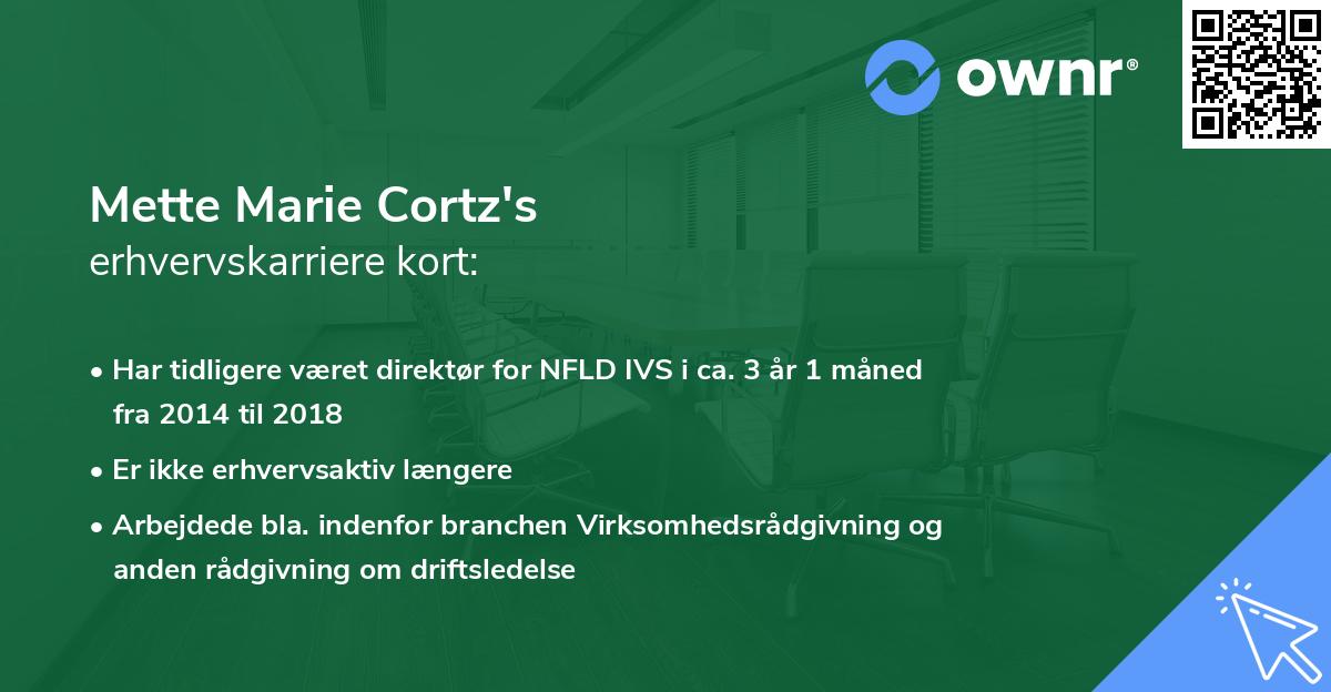 Mette Marie Cortz's erhvervskarriere kort