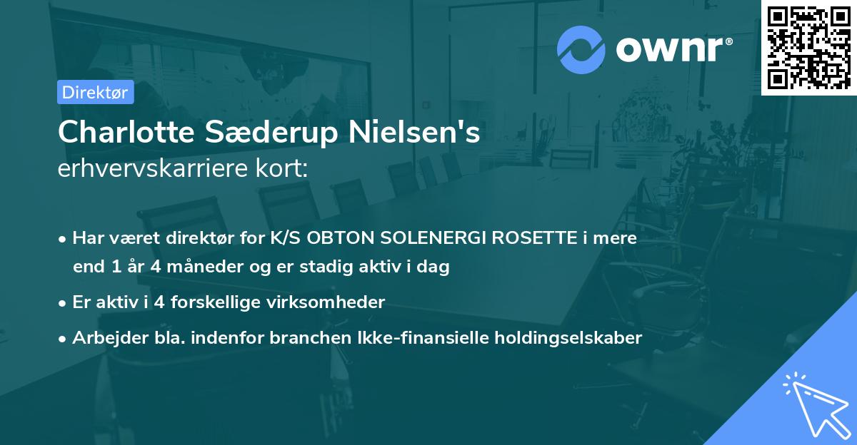 Charlotte Sæderup Nielsen's erhvervskarriere kort