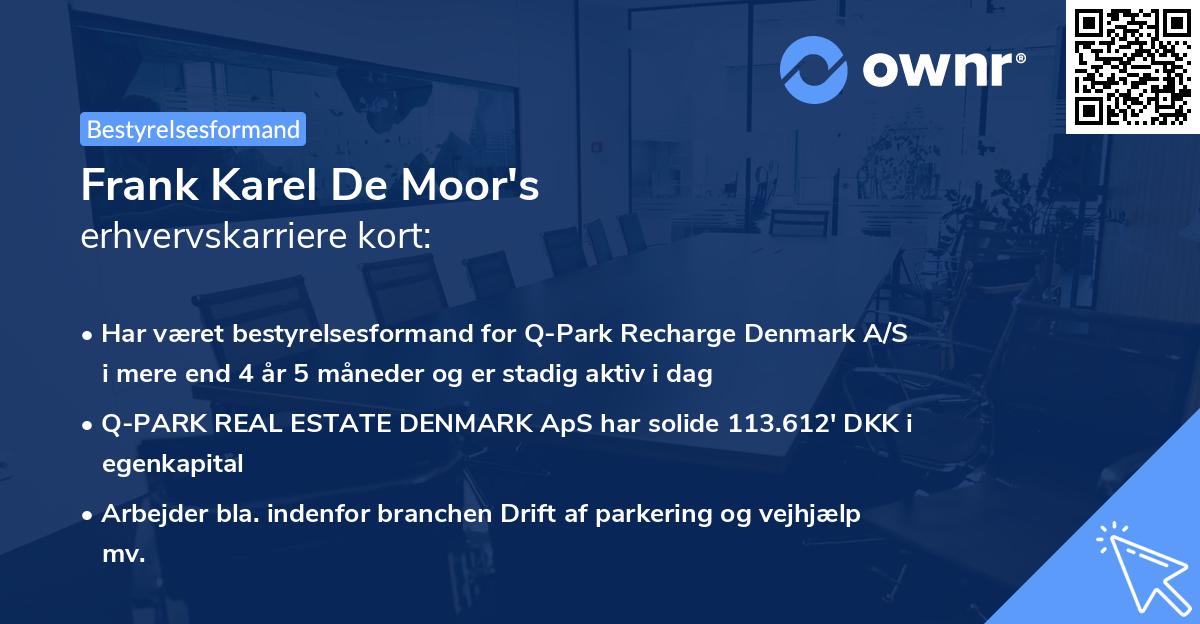 Frank Karel De Moor's erhvervskarriere kort