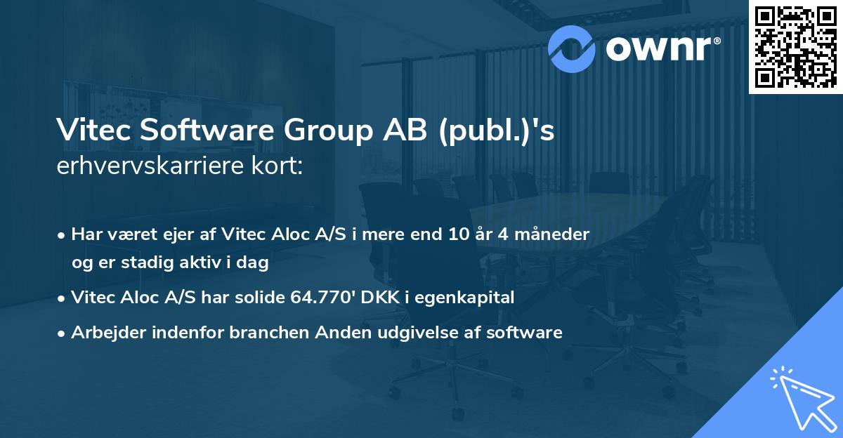 Vitec Software Group AB (publ.)'s erhvervskarriere kort