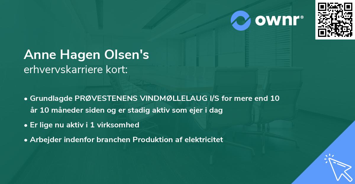 Anne Hagen Olsen's erhvervskarriere kort