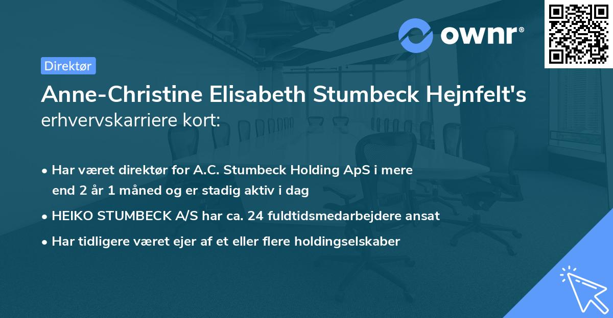 Anne-Christine Elisabeth Stumbeck Hejnfelt's erhvervskarriere kort