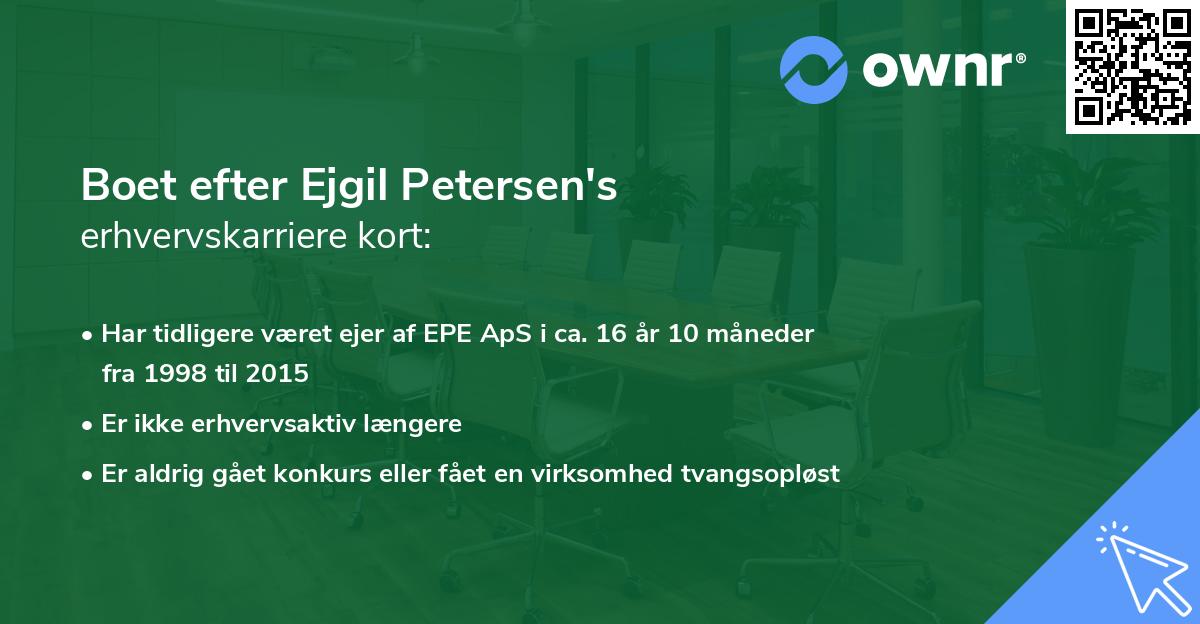 Boet efter Ejgil Petersen's erhvervskarriere kort