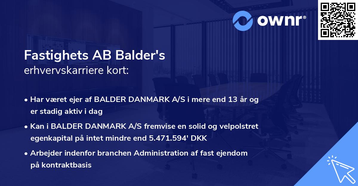 Fastighets AB Balder's erhvervskarriere kort