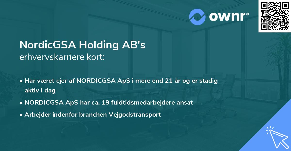 NordicGSA Holding AB's erhvervskarriere kort