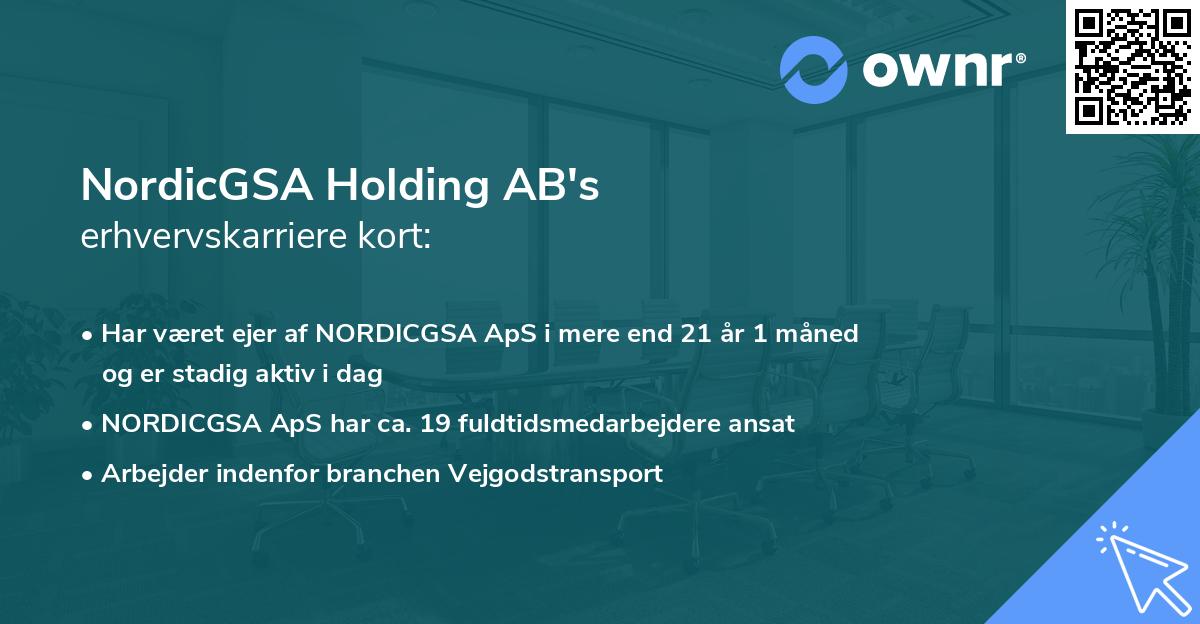 NordicGSA Holding AB's erhvervskarriere kort