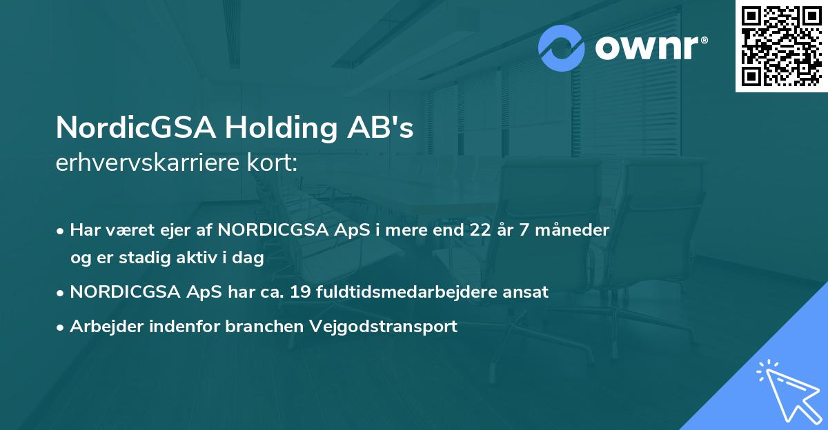 NordicGSA Holding AB's erhvervskarriere kort