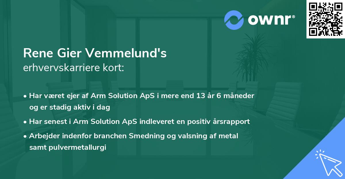 Rene Gier Vemmelund's erhvervskarriere kort