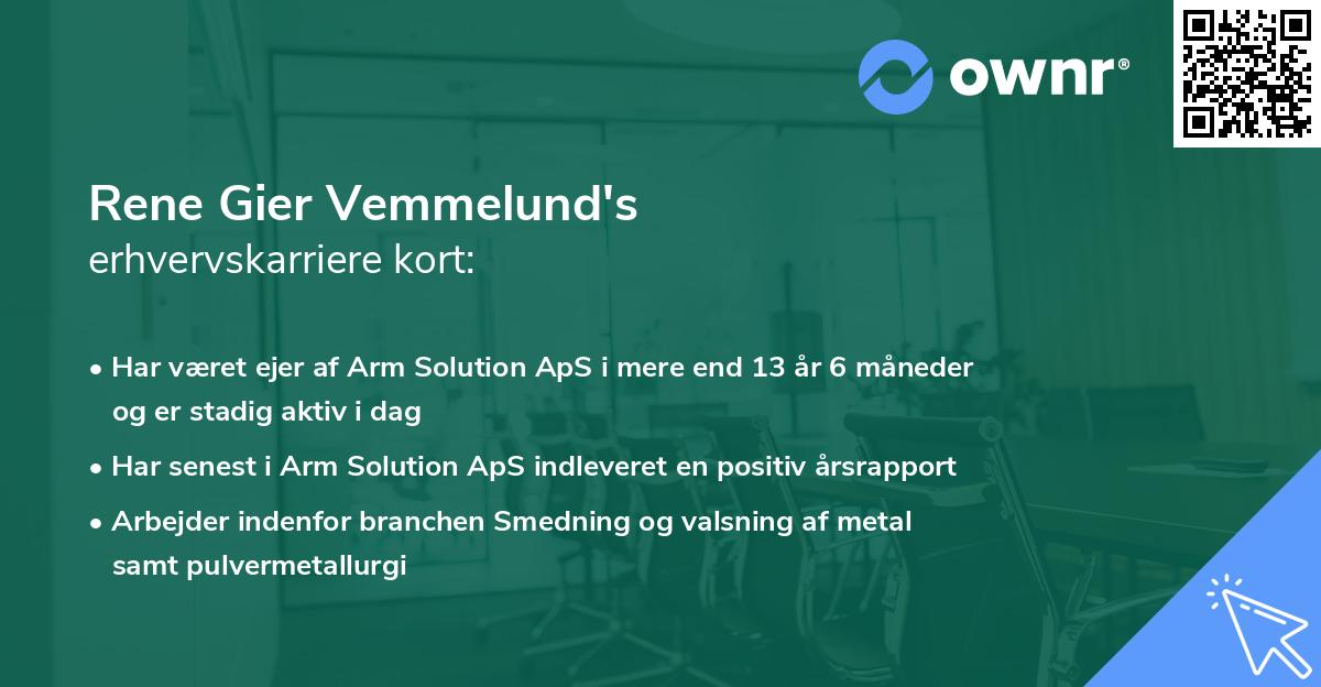 Rene Gier Vemmelund's erhvervskarriere kort