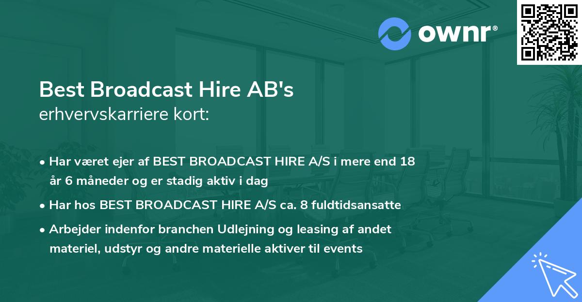 Best Broadcast Hire AB's erhvervskarriere kort