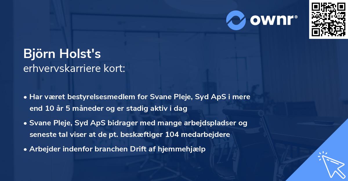 Björn Holst's erhvervskarriere kort