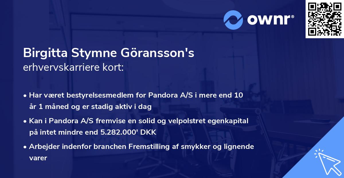 Birgitta Stymne Göransson's erhvervskarriere kort