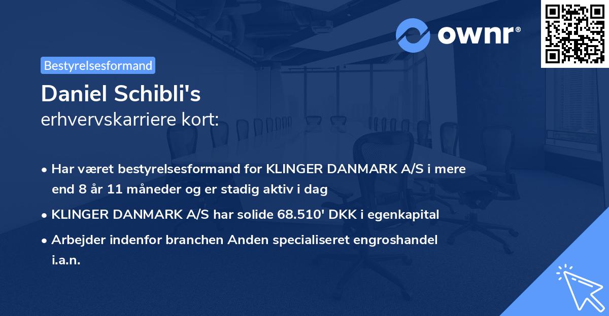 Daniel Schibli's erhvervskarriere kort