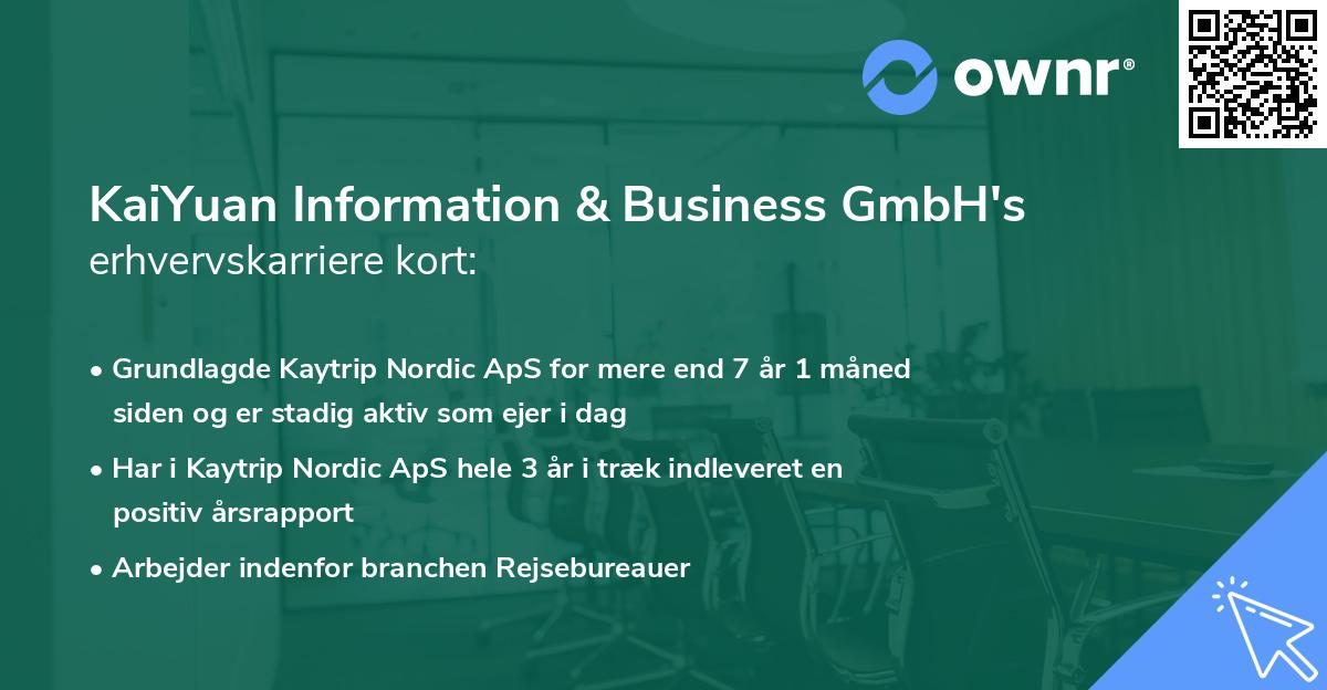 KaiYuan Information & Business GmbH's erhvervskarriere kort