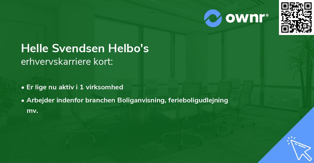 Helle Svendsen Helbo's erhvervskarriere kort