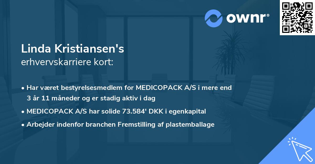 Linda Kristiansen's erhvervskarriere kort