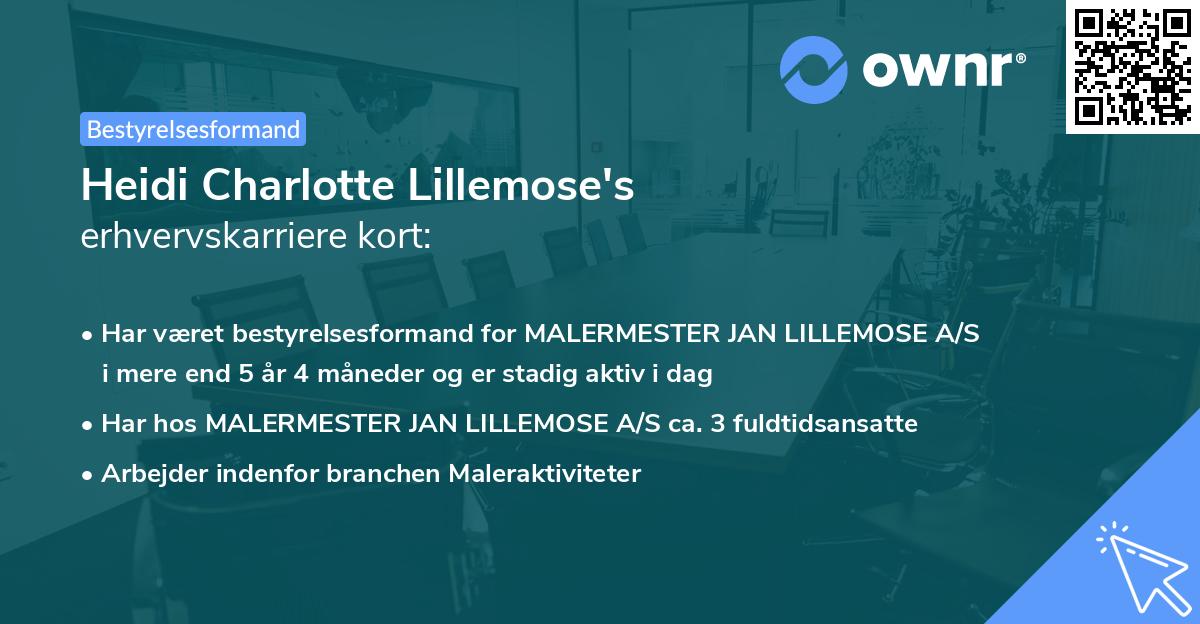 Heidi Charlotte Lillemose's erhvervskarriere kort