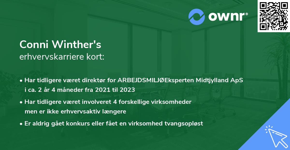 Conni Winther's erhvervskarriere kort