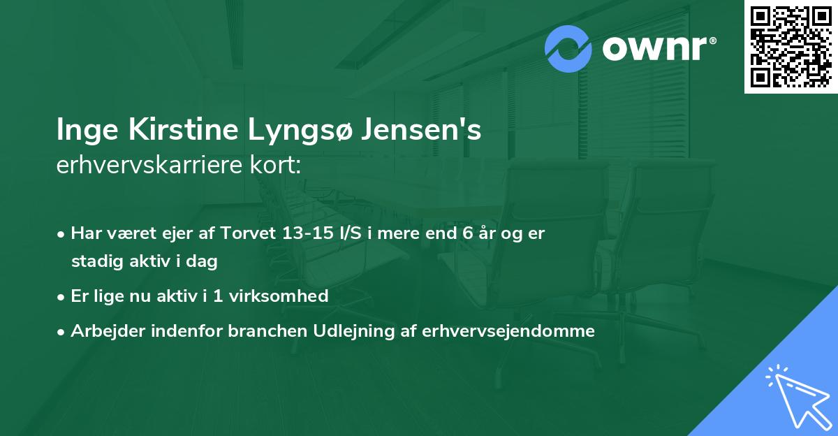 Inge Kirstine Lyngsø Jensen's erhvervskarriere kort