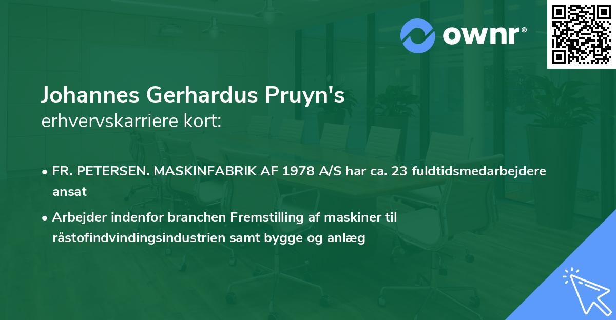 Johannes Gerhardus Pruyn's erhvervskarriere kort