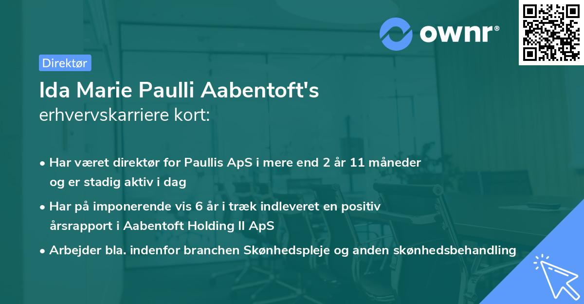 Ida Marie Paulli Aabentoft's erhvervskarriere kort