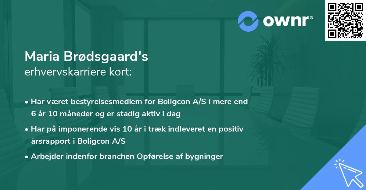 Maria Brødsgaard's erhvervskarriere kort
