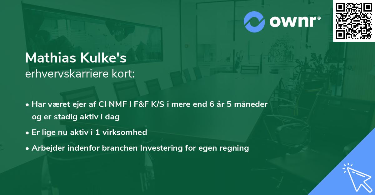 Mathias Kulke's erhvervskarriere kort