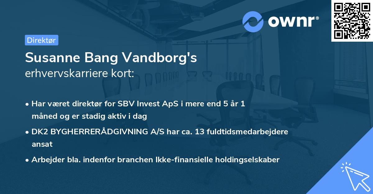 Susanne Bang Vandborg's erhvervskarriere kort