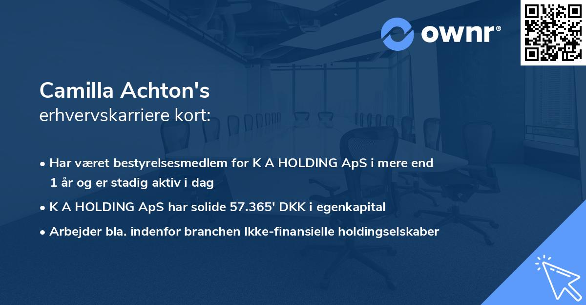 Camilla Achton's erhvervskarriere kort