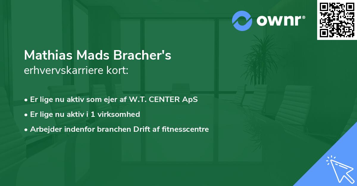 Mathias Mads Bracher's erhvervskarriere kort