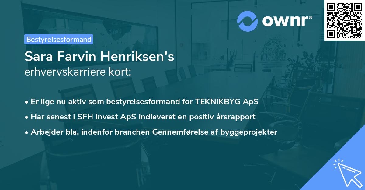 Sara Farvin Henriksen's erhvervskarriere kort