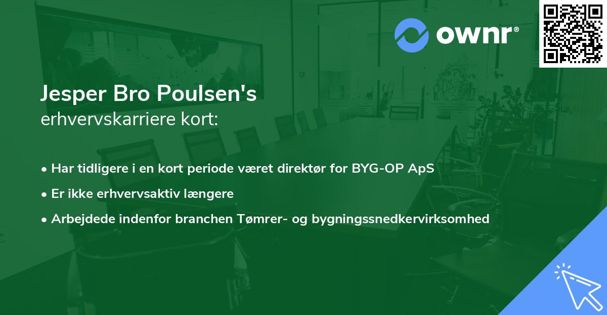 Jesper Bro Poulsen's erhvervskarriere kort