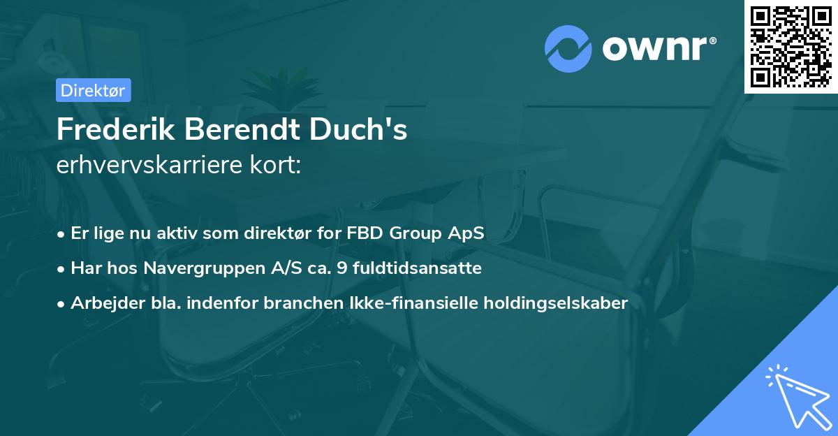Frederik Berendt Duch's erhvervskarriere kort