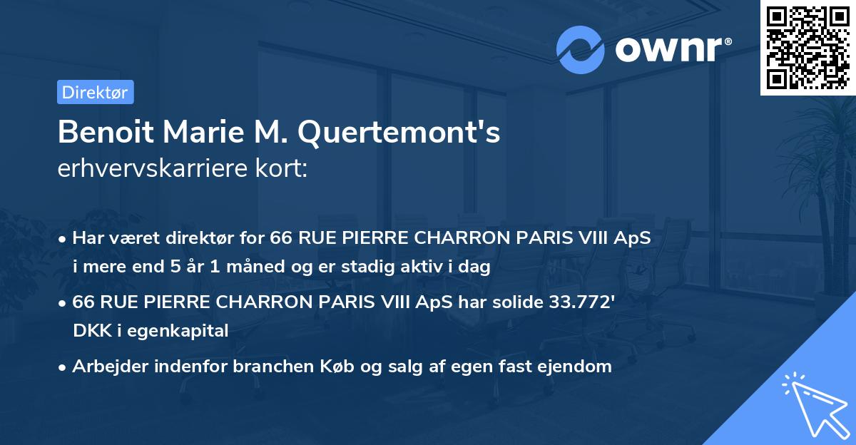 Benoit Marie M. Quertemont's erhvervskarriere kort
