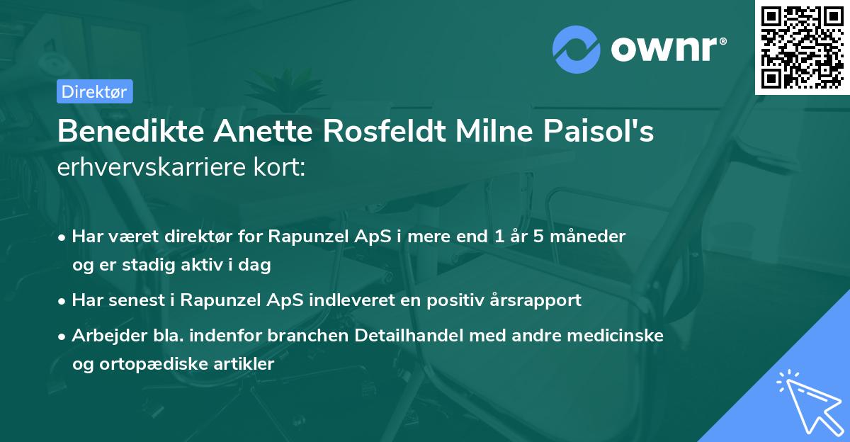 Benedikte Anette Rosfeldt Milne Paisol's erhvervskarriere kort