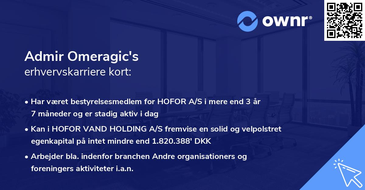 Admir Omeragic's erhvervskarriere kort