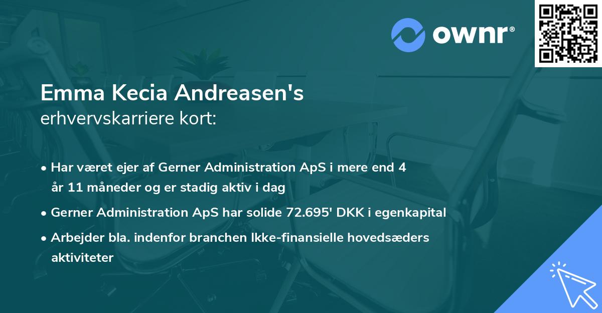 Emma Kecia Andreasen's erhvervskarriere kort